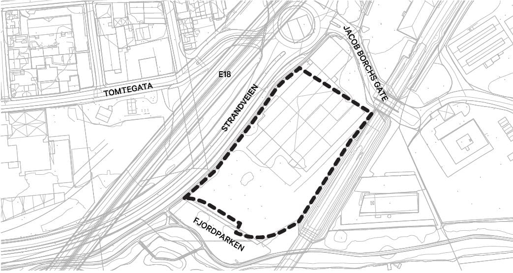 Bildet viser planavgrensningen for området