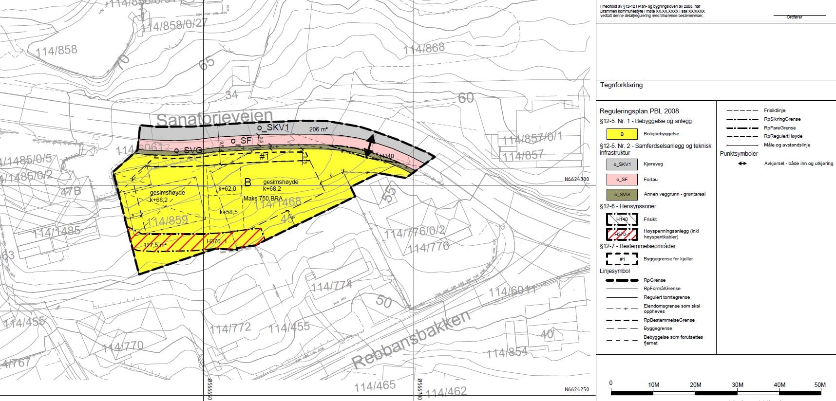 Bildet viser forslag til plankart, der området blir regulert til boligbebyggelse