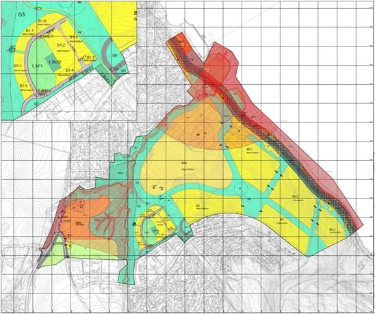 Bildet viser det vedtatte plankartet, der området hovedsakelig blir regulert til boligbebyggelse og blågrønn struktur