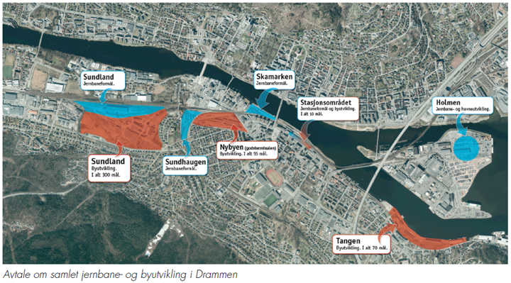 Bildet ciser avtale om samlet jernbane- og byutvikling i Drammen