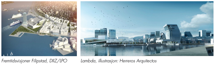 Bildet viser fremtidsvisjoner på Filipstad og Lambda i Oslo.